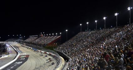 DARLINGTON, SOUTH CAROLINA - SEPTEMBER 04: A general view from the grandstands of racing during the NASCAR Cup Series Cook Out Southern 500 at Darlington Raceway on September 04, 2022 in Darlington, South Carolina. (Photo by Logan Riely/Getty Images) | Getty Images