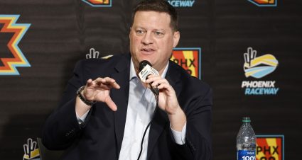 AVONDALE, ARIZONA - NOVEMBER 04: NASCAR Executive Vice President Steve O'Donnell speaks to the media during the NASCAR annual State of the Sport address at Phoenix Raceway on November 04, 2022 in Avondale, Arizona. (Photo by Jared C. Tilton/Getty Images) | Getty Images
