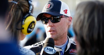 AVONDALE, AZ - MARCH 13:  Kevin Harvick, driver of the #4 Jimmy John's/ Budweiser Chevrolet, is interviewed after winning the Coors Light Pole Award for the NASCAR Sprint Cup Series CampingWorld.com 500 at Phoenix International Raceway on March 13, 2015 in Avondale, Arizona.  (Photo by Christian Petersen/Getty Images) | Getty Images