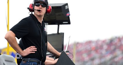 TALLADEGA, AL - OCTOBER 14:  Kyle Busch, NASCAR driver and Camping World Truck Series team owner, stands on top of a pit box during the NASCAR Camping World Truck Series Fred's 250 at Talladega Superspeedway on October 14, 2017 in Talladega, Alabama.  (Photo by Josh Hedges/Getty Images) | Getty Images