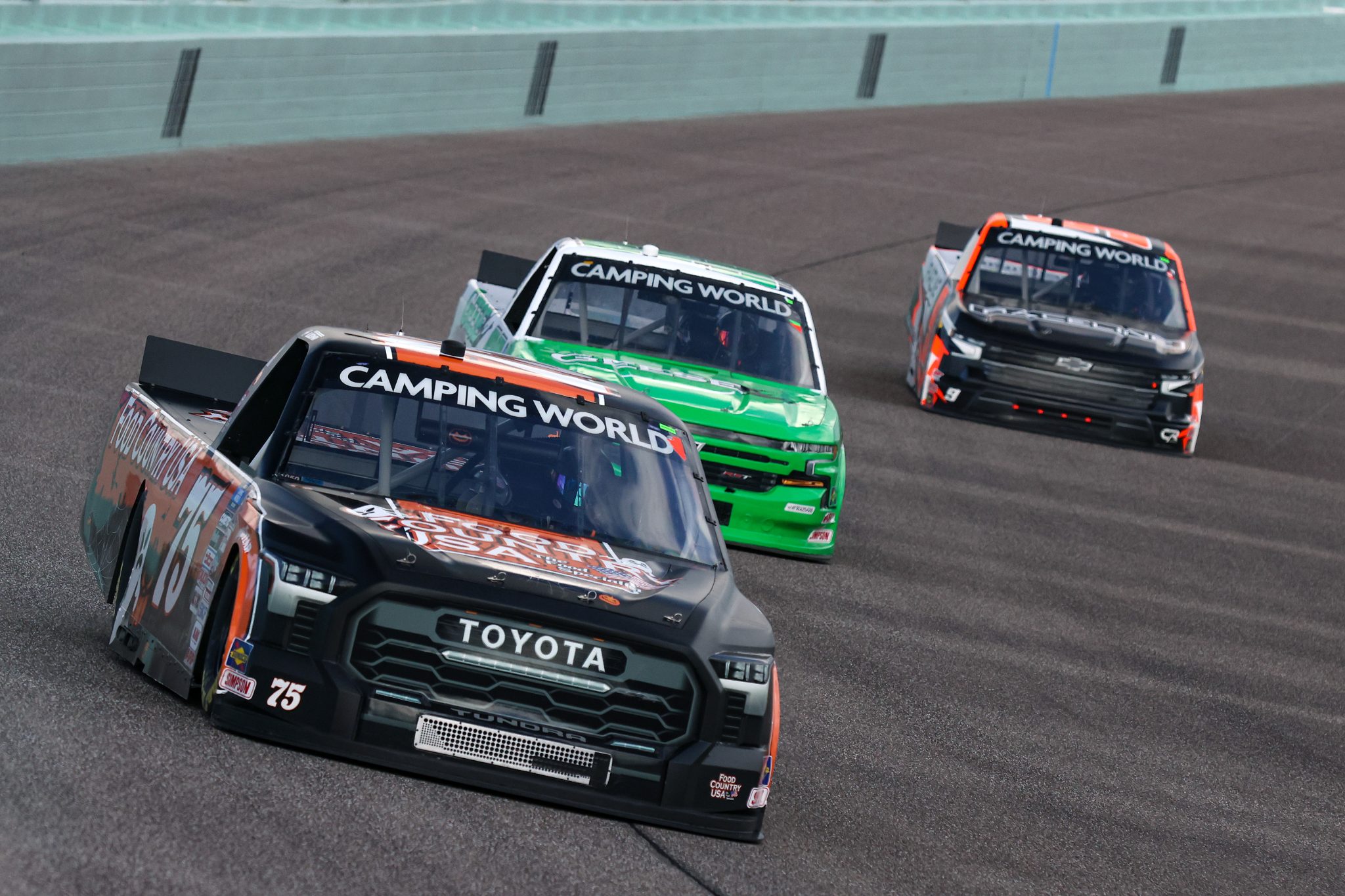 HOMESTEAD, FLORIDA - OCTOBER 21: Parker Kligerman, driver of the #75 Food Country USA Toyota, drives during practice for the NASCAR Camping World Truck Series Baptist Health 200 at Homestead-Miami Speedway on October 21, 2022 in Homestead, Florida. (Photo by Jared East/Getty Images) | Getty Images
