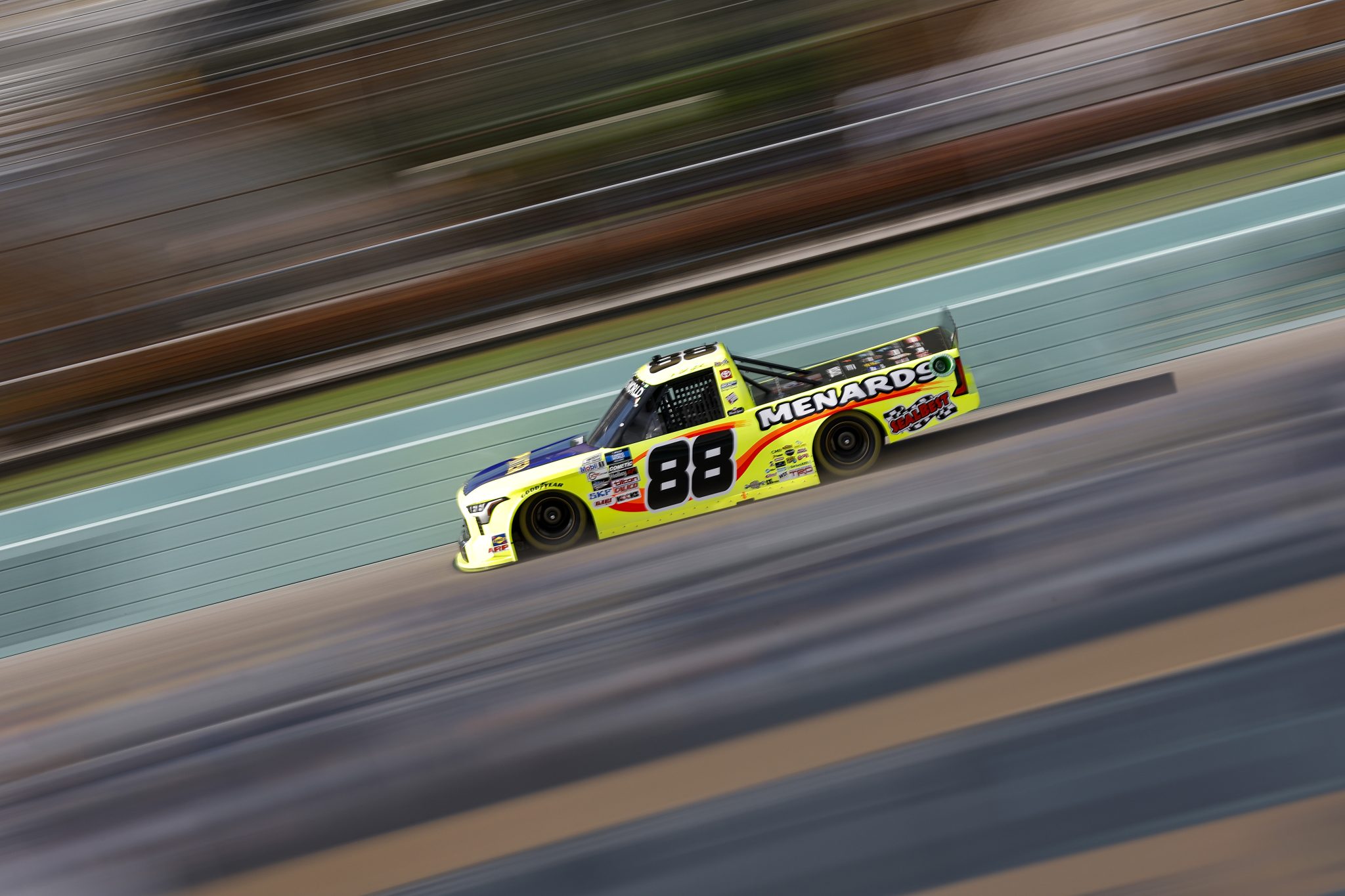 HOMESTEAD, FLORIDA - OCTOBER 21: Matt Crafton, driver of the #88 Planters/Menards Toyota, drives during practice for the NASCAR Camping World Truck Series Baptist Health 200 at Homestead-Miami Speedway on October 21, 2022 in Homestead, Florida. (Photo by Sean Gardner/Getty Images) | Getty Images