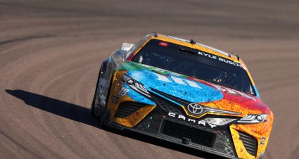AVONDALE, ARIZONA - NOVEMBER 06: Kyle Busch, driver of the #18 M&M's Thank You Fans! Toyota, drives during the NASCAR Cup Series Championship at Phoenix Raceway on November 06, 2022 in Avondale, Arizona. (Photo by Christian Petersen/Getty Images) | Getty Images