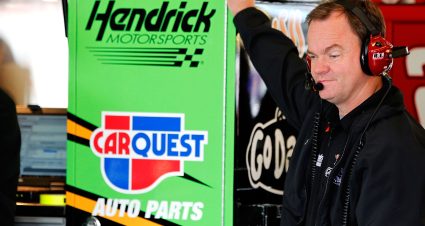 JOLIET, IL - SEPTEMBER 16:  Crew chief Lance McGrew looks on during practice for the NASCAR Sprint Cup Series GEICO 400 at Chicagoland Speedway on September 16, 2011 in Joliet, Illinois.  (Photo by Geoff Burke/Getty Images for NASCAR) | Getty Images