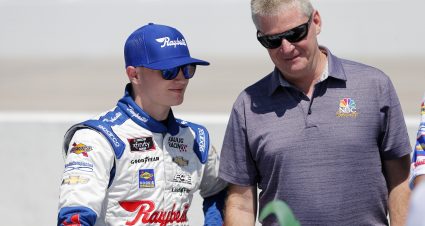 DARLINGTON, SOUTH CAROLINA - AUGUST 31:  Justin Haley, driver of the #11 Raybestos Brakes Chevrolet, talks with Jeff Burton during qualifying for the NASCAR Xfinity Series Sport Clips Haircuts VFW 200 at Darlington Raceway on August 31, 2019 in Darlington, South Carolina. (Photo by Brian Lawdermilk/Getty Images) | Getty Images