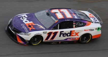 Denny Hamlin’s 2022 #11 FedEx Express Toyota paint scheme.