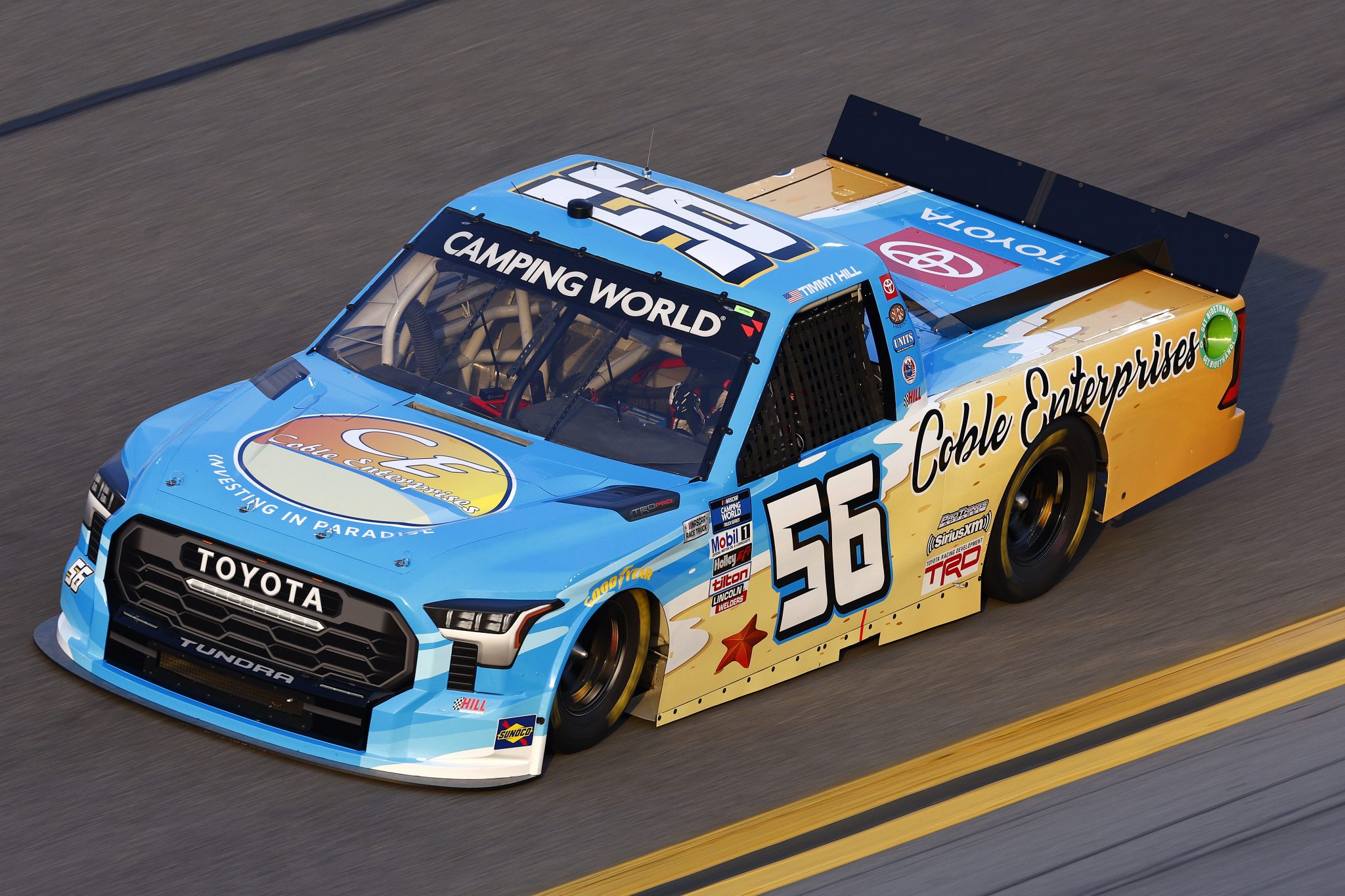 DAYTONA BEACH, FLORIDA - FEBRUARY 17: Timmy Hill, driver of the #56 Coble Enterprises Toyota, drives during practice for the NASCAR Camping World Truck Series NextEra Energy 250 at Daytona International Speedway on February 17, 2022 in Daytona Beach, Florida. (Photo by Jared C. Tilton/Getty Images) | Getty Images