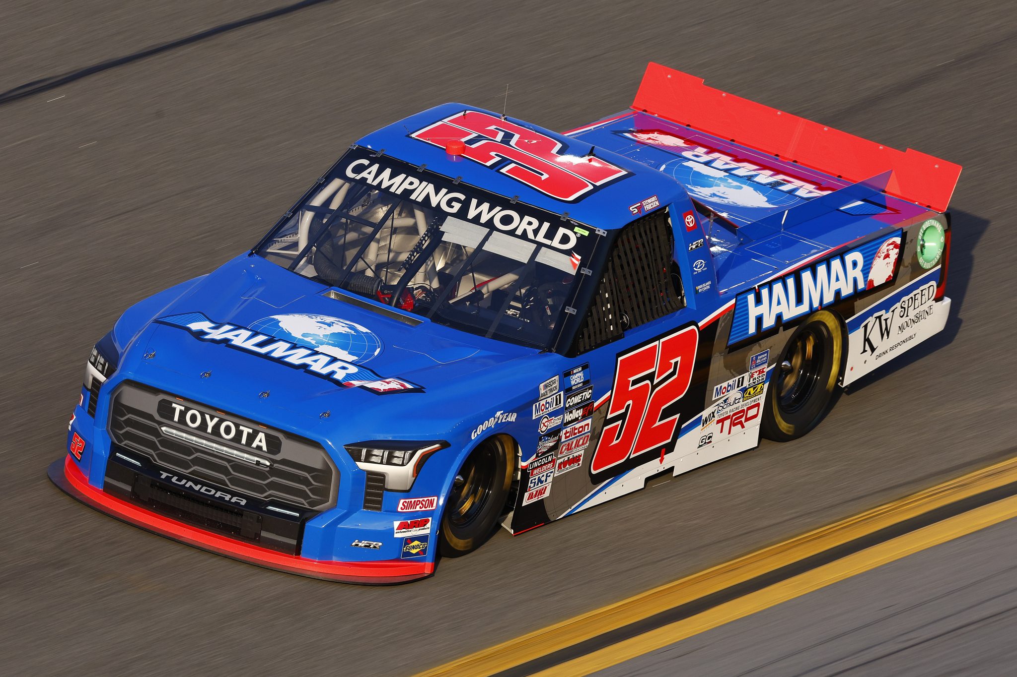 DAYTONA BEACH, FLORIDA - FEBRUARY 17: Stewart Friesen, driver of the #52 Halmar International Toyota, drives during practice for the NASCAR Camping World Truck Series NextEra Energy 250 at Daytona International Speedway on February 17, 2022 in Daytona Beach, Florida. (Photo by Jared C. Tilton/Getty Images) | Getty Images