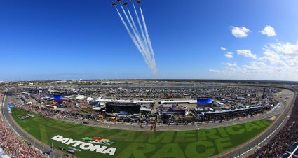 DAYTONA BEACH, FLORIDA - FEBRUARY 20:  The U.S. Air Force Thunderbirds perform a flyover prior to  the NASCAR Cup Series 64th Annual Daytona 500 at Daytona International Speedway on February 20, 2022 in Daytona Beach, Florida. (Photo by Mike Ehrmann/Getty Images) | Getty Images