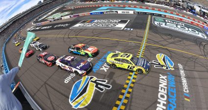 AVONDALE, ARIZONA - MARCH 13: Ryan Blaney, driver of the #12 Menards/Maytag Ford, leads the field to the green flag to start the Ruoff Mortgage 500 at Phoenix Raceway on March 13, 2022 in Avondale, Arizona. (Photo by Logan Riely/Getty Images) | Getty Images
