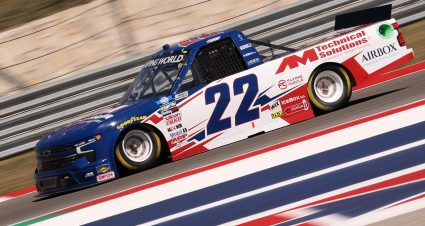 AUSTIN, TEXAS - MARCH 25: Austin Wayne Self, driver of the #22 AM Technical Solutions Chevrolet, drives during qualifying fir the NASCAR Camping World Truck Series at Circuit of The Americas on March 25, 2022 in Austin, Texas. (Photo by Dylan Buell/Getty Images) | Getty Images