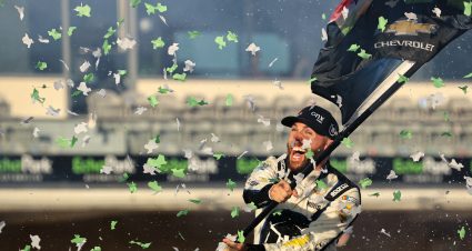 AUSTIN, TEXAS - MARCH 27: Ross Chastain, driver of the #1 ONX Homes/iFly Chevrolet, celebrates after winning the NASCAR Cup Series Echopark Automotive Grand Prix at Circuit of The Americas on March 27, 2022 in Austin, Texas. (Photo by Dylan Buell/Getty Images) | Getty Images