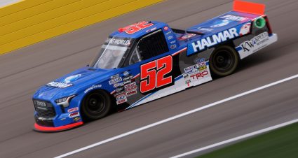 LAS VEGAS, NEVADA - MARCH 04: Stewart Friesen, driver of the #52 Halmar International Toyota, drives during practice for the NASCAR Camping World Truck Series Victoria's Voice Foundation 200 at Las Vegas Motor Speedway on March 04, 2022 in Las Vegas, Nevada. (Photo by Dylan Buell/Getty Images) | Getty Images