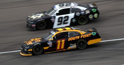 LAS VEGAS, NEVADA - MARCH 05: Daniel Hemric, driver of the #11 South Point Chevrolet, and Kyle Weatherman, driver of the #92 PORAC Chevrolet, race during the NASCAR Xfinity Series Alsco Uniforms 300 at Las Vegas Motor Speedway on March 05, 2022 in Las Vegas, Nevada. (Photo by Meg Oliphant/Getty Images) | Getty Images