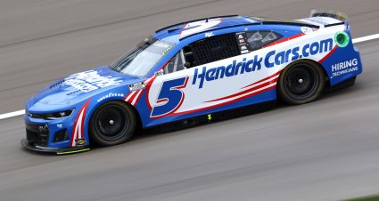 LAS VEGAS, NEVADA - MARCH 05: Kyle Larson, driver of the #5 HendrickCars.com Chevrolet, drives during qualifying for the NASCAR Cup Series Pennzoil 400 at Las Vegas Motor Speedway on March 05, 2022 in Las Vegas, Nevada. (Photo by Dylan Buell/Getty Images) | Getty Images