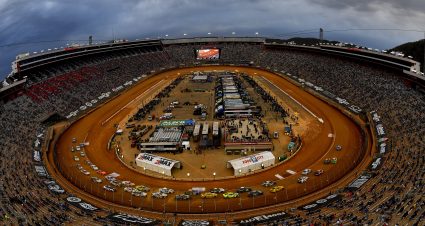 BRISTOL, TENNESSEE - APRIL 17: A general view of racing during the NASCAR Cup Series Food City Dirt Race at Bristol Motor Speedway on April 17, 2022 in Bristol, Tennessee. (Photo by Logan Riely/Getty Images) | Getty Images