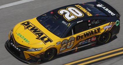 TALLADEGA, ALABAMA - APRIL 23: Christopher Bell, driver of the #20 DeWalt Toyota, drives during qualifying for the NASCAR Cup Series GEICO 500 at Talladega Superspeedway on April 23, 2022 in Talladega, Alabama. (Photo by Sean Gardner/Getty Images) | Getty Images