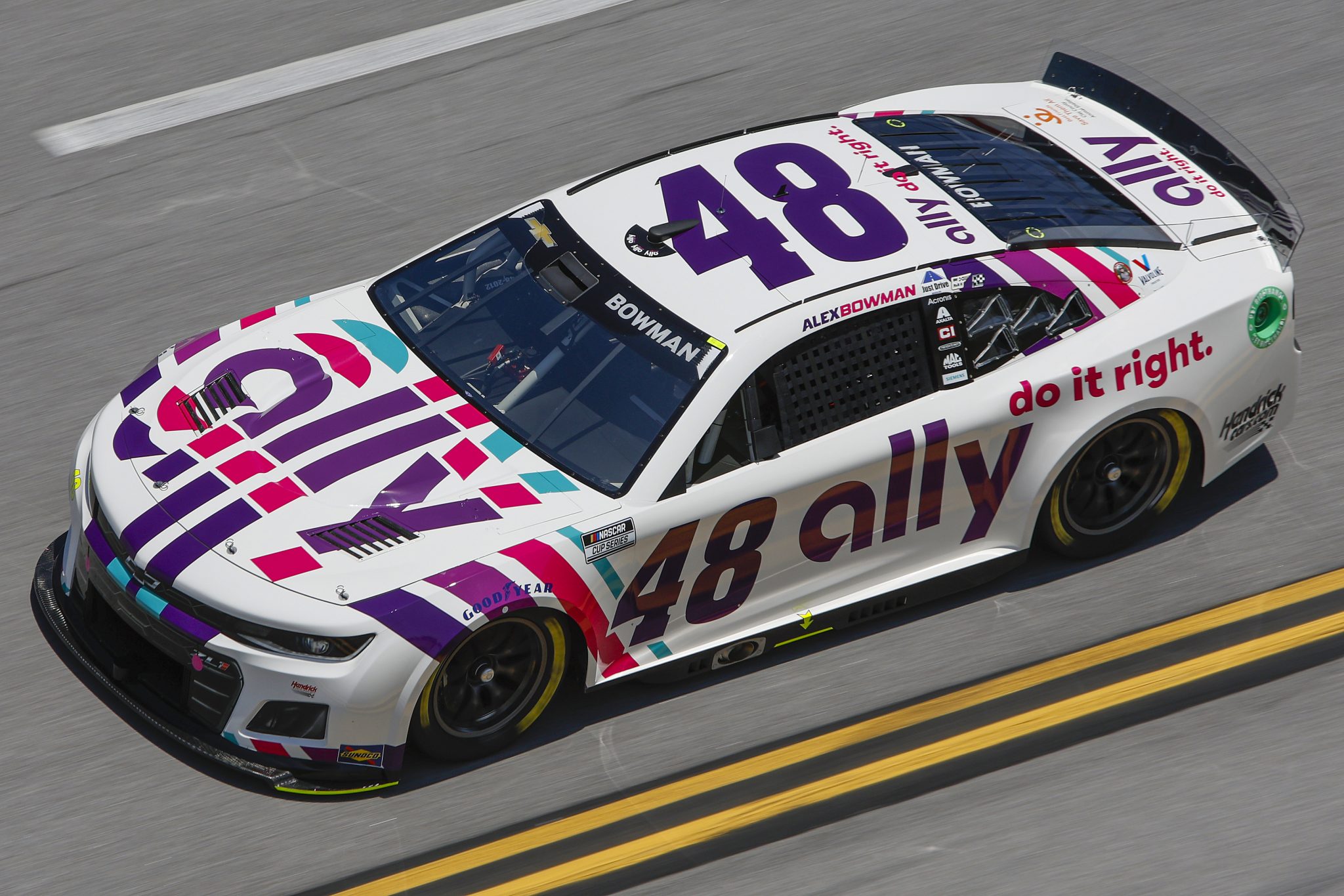 TALLADEGA, ALABAMA - APRIL 23: Alex Bowman, driver of the #48 Ally Chevrolet, drives during qualifying for the NASCAR Cup Series GEICO 500 at Talladega Superspeedway on April 23, 2022 in Talladega, Alabama. (Photo by Sean Gardner/Getty Images) | Getty Images