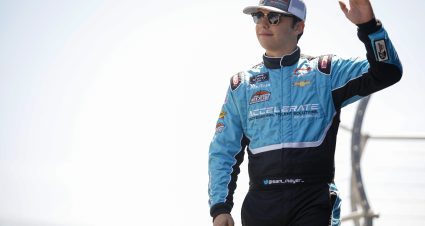 DOVER, DELAWARE - APRIL 30: Sam Mayer, driver of the #1 Accelerate Pros Talent Chevrolet, waves to fans during driver intros prior to the NASCAR Xfinity Series A-GAME 200  at Dover Motor Speedway on April 30, 2022 in Dover, Delaware. (Photo by Sean Gardner/Getty Images) | Getty Images