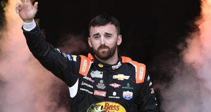 BRISTOL, TENNESSEE - APRIL 17:  Austin Dillon, driver of the #3 Bass Pro Shops/Tracker Off Road Chevrolet, waves to fans during driver intros prior to the NASCAR Cup Series Food City Dirt Race at Bristol Motor Speedway on April 17, 2022 in Bristol, Tennessee. (Photo by Logan Riely/Getty Images) | Getty Images
