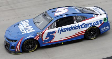 DOVER, DELAWARE - MAY 02: Kyle Larson, driver of the #5 HendrickCars.com Chevrolet, drives during the NASCAR Cup Series DuraMAX Drydene 400 presented by RelaDyne at Dover Motor Speedway on May 02, 2022 in Dover, Delaware. (Photo by Sean Gardner/Getty Images) | Getty Images