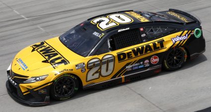 DOVER, DELAWARE - MAY 02: Christopher Bell, driver of the #20 DeWalt Toyota, drives during the NASCAR Cup Series DuraMAX Drydene 400 presented by RelaDyne at Dover Motor Speedway on May 02, 2022 in Dover, Delaware. (Photo by Sean Gardner/Getty Images) | Getty Images
