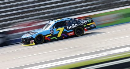 FORT WORTH, TEXAS - MAY 20: Justin Allgaier, driver of the #7 hellowater Chevrolet, drivesduring practice for the NASCAR Xfinity Series SRS Distribution 250 at Texas Motor Speedway on May 20, 2022 in Fort Worth, Texas. (Photo by Jared C. Tilton/Getty Images) | Getty Images