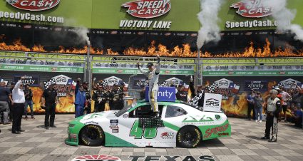 FORT WORTH, TEXAS - MAY 21: Tyler Reddick, driver of the #48 Big Machine Racing/JAG Metals Chevrolet, celebrates in victory lane after winning the NASCAR Xfinity Series SRS Distribution 250 at Texas Motor Speedway on May 21, 2022 in Fort Worth, Texas. (Photo by Chris Graythen/Getty Images) | Getty Images