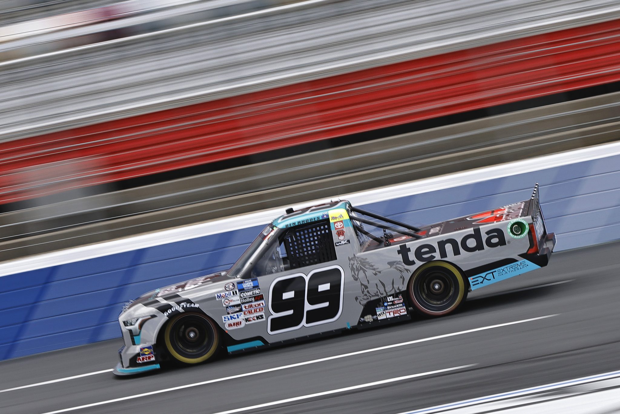 CONCORD, NORTH CAROLINA - MAY 27: Ben Rhodes, driver of the #99 Tenda Toyota, drives during practice for the NASCAR Camping World Truck Series North Carolina Education Lottery 200 at Charlotte Motor Speedway on May 27, 2022 in Concord, North Carolina. (Photo by Buda Mendes/Getty Images) | Getty Images