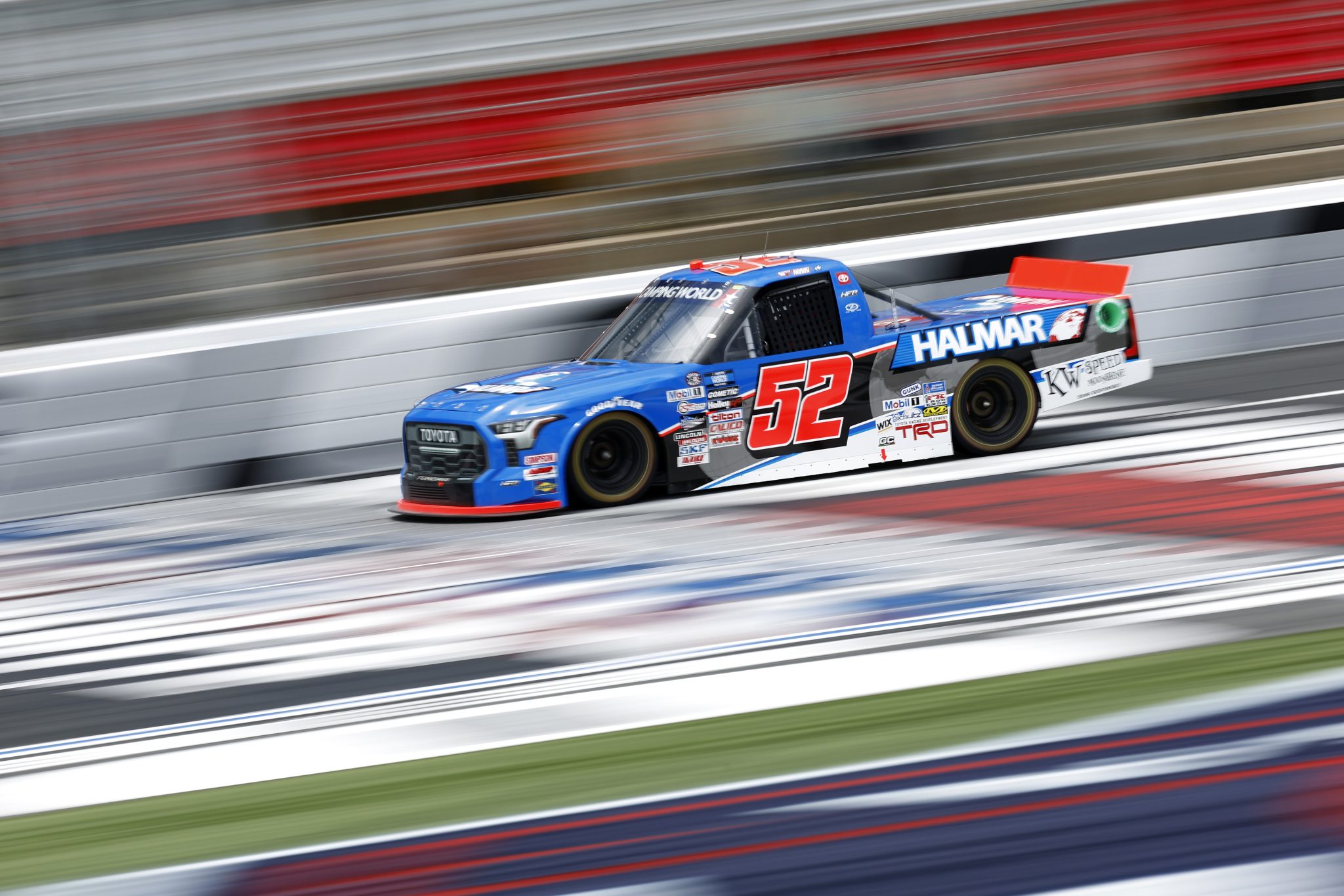 CONCORD, NORTH CAROLINA - MAY 27: Stewart Friesen, driver of the #52 Halmar International Toyota, drives during practice for the NASCAR Camping World Truck Series North Carolina Education Lottery 200 at Charlotte Motor Speedway on May 27, 2022 in Concord, North Carolina. (Photo by Jared C. Tilton/Getty Images) | Getty Images