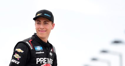 DARLINGTON, SOUTH CAROLINA - MAY 06: Carson Hocevar, driver of the #42 Premier Security Solutions Chevrolet, walks the grid during qualifying for the NASCAR Camping World Truck Series Dead on Tools 200 at Darlington Raceway on May 06, 2022 in Darlington, South Carolina. (Photo by Emilee Chinn/Getty Images) | Getty Images