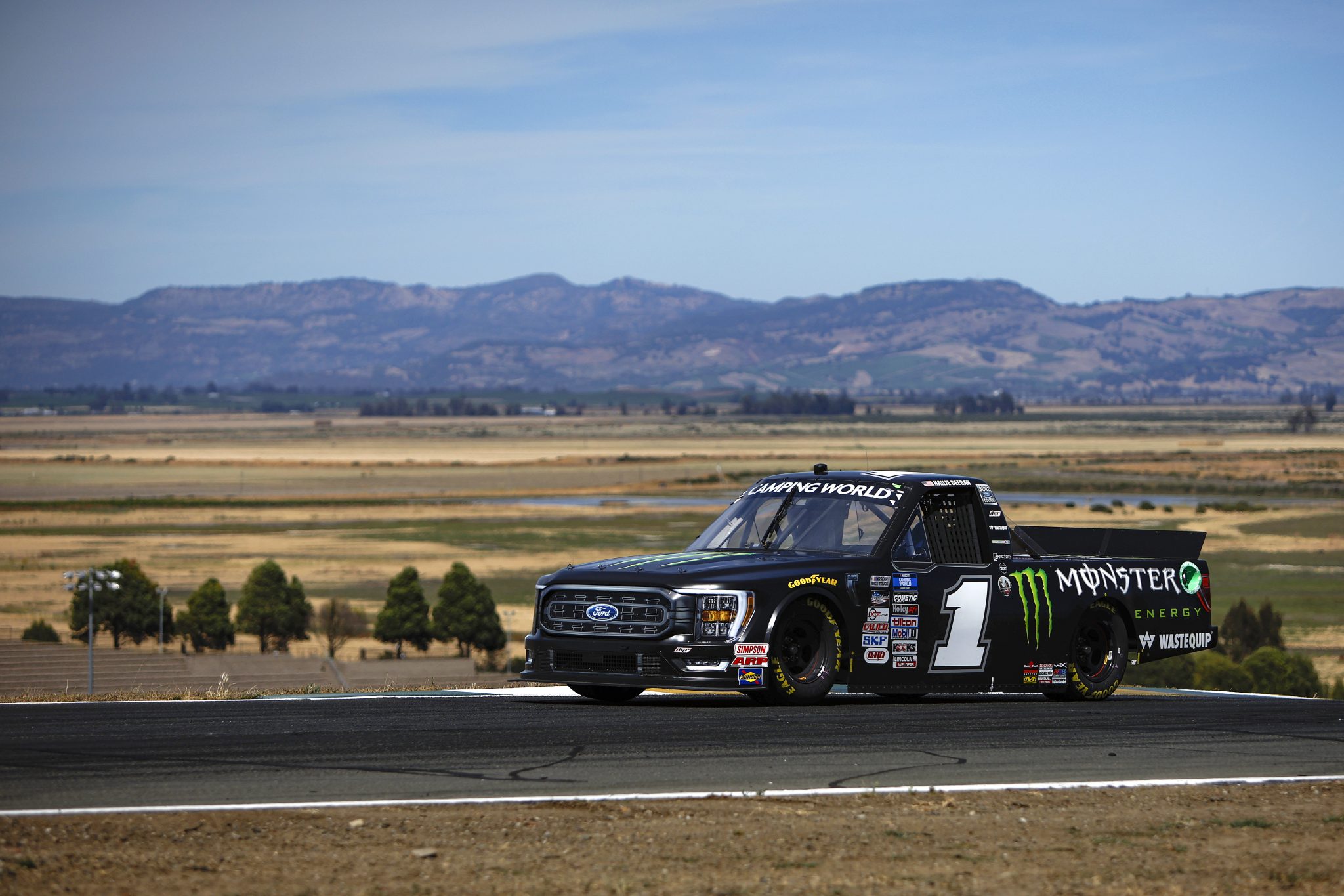 SONOMA, CALIFORNIA - JUNE 10: Hailie Deegan, driver of the #1 Monster Energy Ford, drives during practice for the NASCAR Camping World Truck Series DoorDash 250 at Sonoma Raceway on June 10, 2022 in Sonoma, California. (Photo by Sean Gardner/Getty Images) | Getty Images