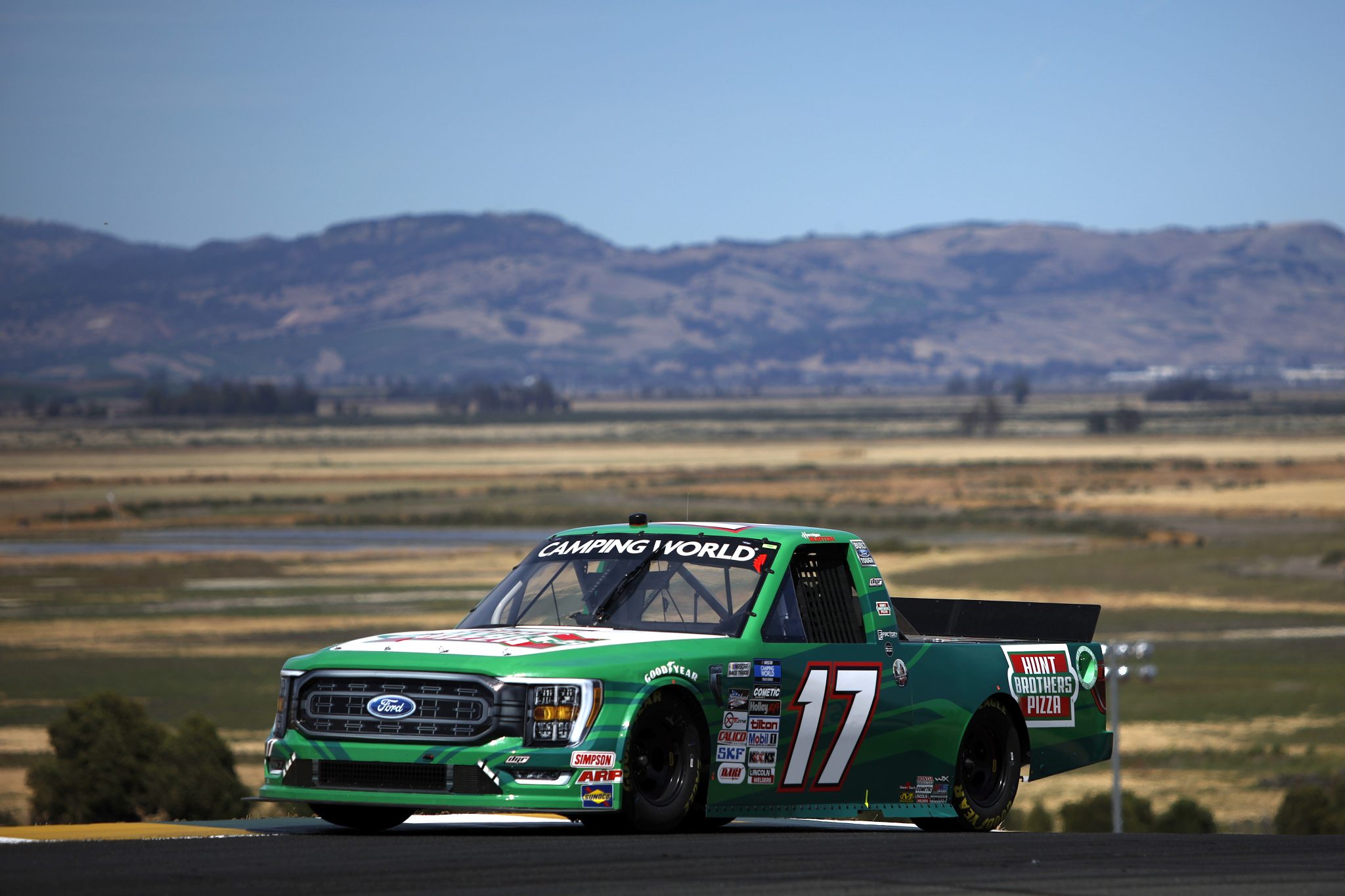 SONOMA, CALIFORNIA - JUNE 10: Harrison Burton, driver of the #17 Hunt Brothers Pizza Ford, drives during practice for the NASCAR Camping World Truck Series DoorDash 250 at Sonoma Raceway on June 10, 2022 in Sonoma, California. (Photo by Sean Gardner/Getty Images) | Getty Images