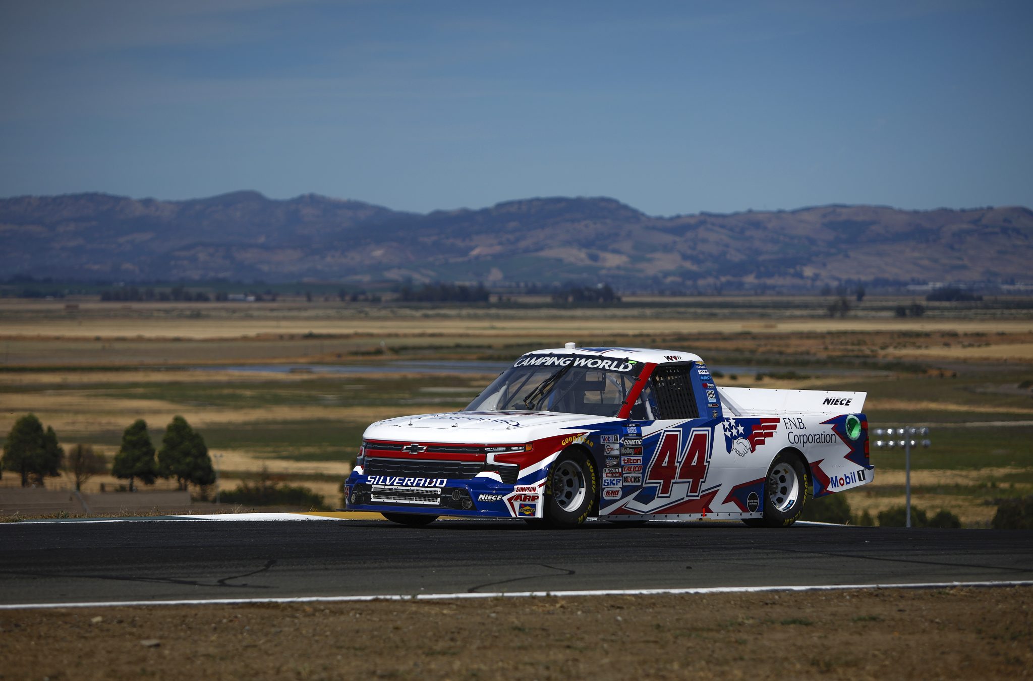 SONOMA, CALIFORNIA - JUNE 10: Kris Wright, driver of the #44 F.N.B. Corporation Chevrolet, drives during practice for the NASCAR Camping World Truck Series DoorDash 250 at Sonoma Raceway on June 10, 2022 in Sonoma, California. (Photo by Sean Gardner/Getty Images) | Getty Images