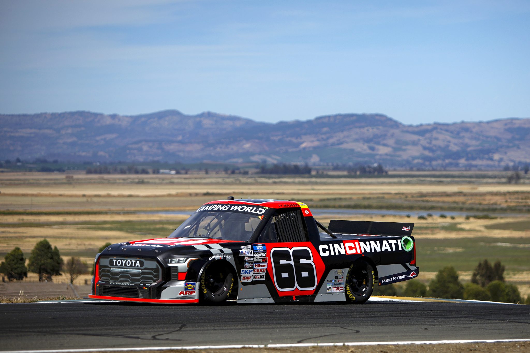 SONOMA, CALIFORNIA - JUNE 10: Ty Majeski, driver of the #66 Cincinnati Toyota, drives during practice for the NASCAR Camping World Truck Series DoorDash 250 at Sonoma Raceway on June 10, 2022 in Sonoma, California. (Photo by Sean Gardner/Getty Images) | Getty Images