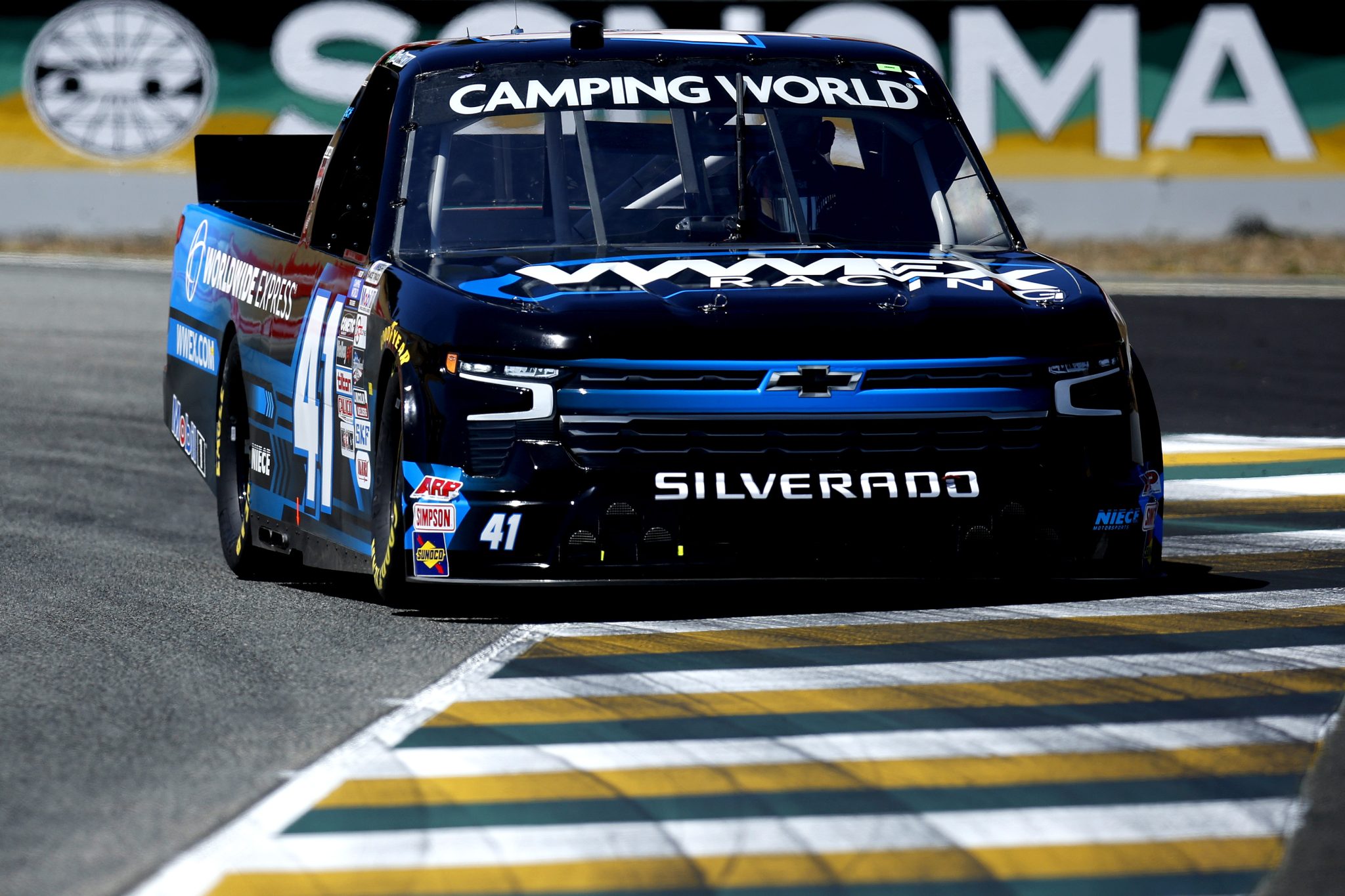 SONOMA, CALIFORNIA - JUNE 11: Ross Chastain, driver of the #41 Worldwide Express Chevrolet, drives during qualifying for the NASCAR Camping World Truck Series DoorDash 250 at Sonoma Raceway on June 11, 2022 in Sonoma, California. (Photo by Sean Gardner/Getty Images) | Getty Images