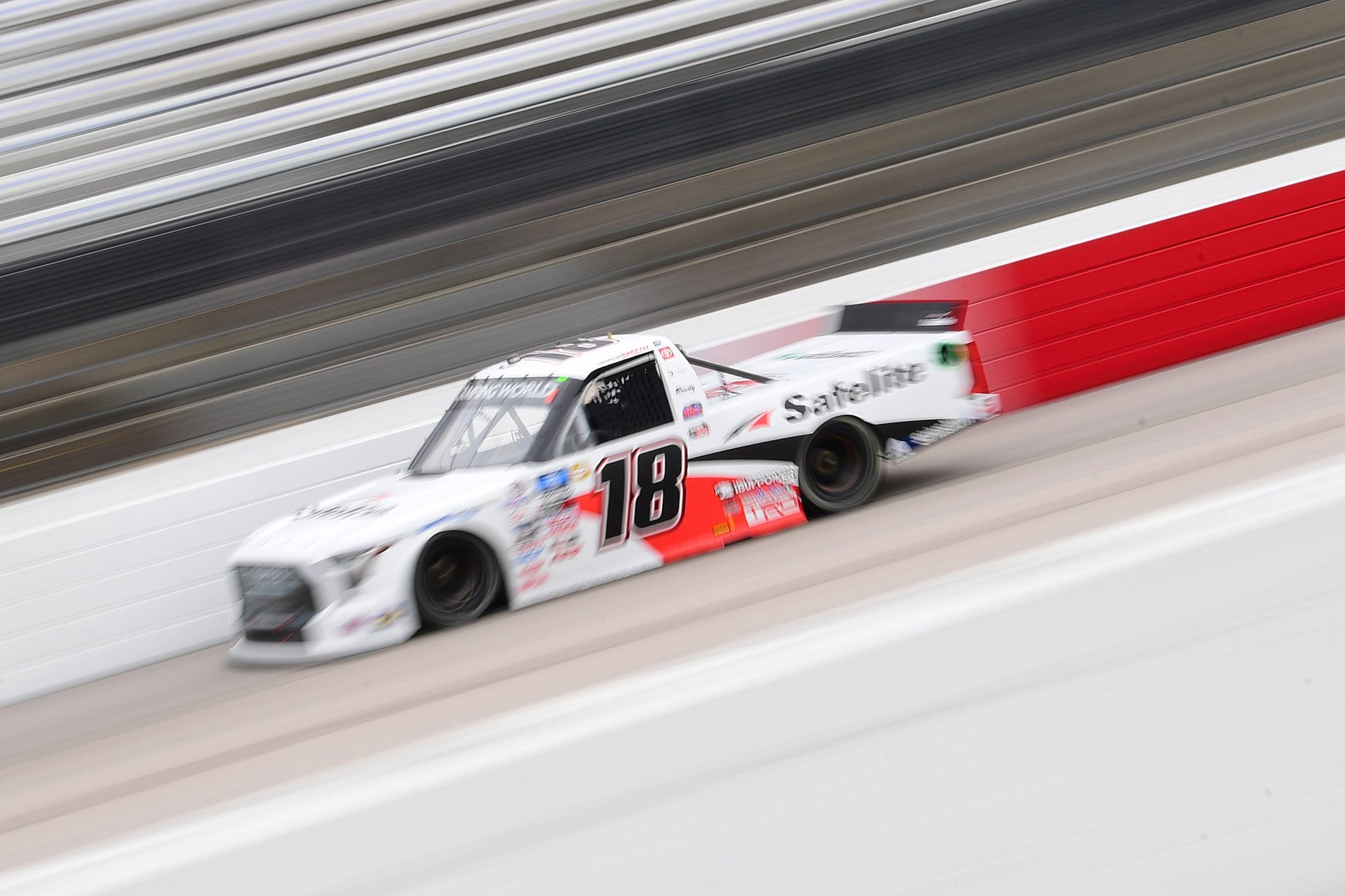 DARLINGTON, SOUTH CAROLINA - MAY 06: Chandler Smith, driver of the #18 Safelite Toyota, drives during practice for the NASCAR Camping World Truck Series Dead on Tools 200 at Darlington Raceway on May 06, 2022 in Darlington, South Carolina. (Photo by Emilee Chinn/Getty Images) | Getty Images