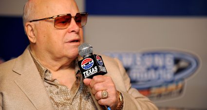 FORT WORTH, TX - APRIL 16:  Speedway Motorsports Inc. owner/CEO Bruton Smith speaks to the media during a press conference at Texas Motor Speedway on April 16, 2010 in Fort Worth, Texas.  (Photo by Rusty Jarrett/Getty Images for NASCAR) | Getty Images