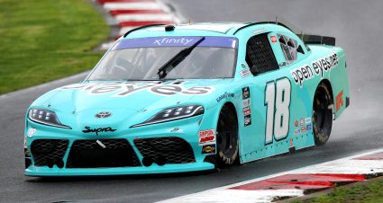 PORTLAND, OREGON - JUNE 03: Connor Mosack, driver of the #18 Open Eyes Toyota, drives during practice for the NASCAR Xfinity Series Pacific Office Automation 147 at Portland International Raceway on June 03, 2022 in Portland, Oregon. (Photo by Meg Oliphant/Getty Images) | Getty Images