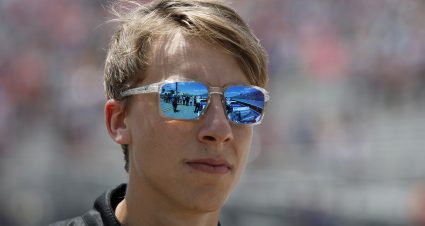 MADISON, ILLINOIS - JUNE 04: Carson Hocevar, driver of the #42 Premier Security Solutions Chevrolet, waits on the grid prior to the NASCAR Camping World Truck Series Toyota 200 at WWT Raceway on June 04, 2022 in Madison, Illinois. (Photo by Sean Gardner/Getty Images) | Getty Images