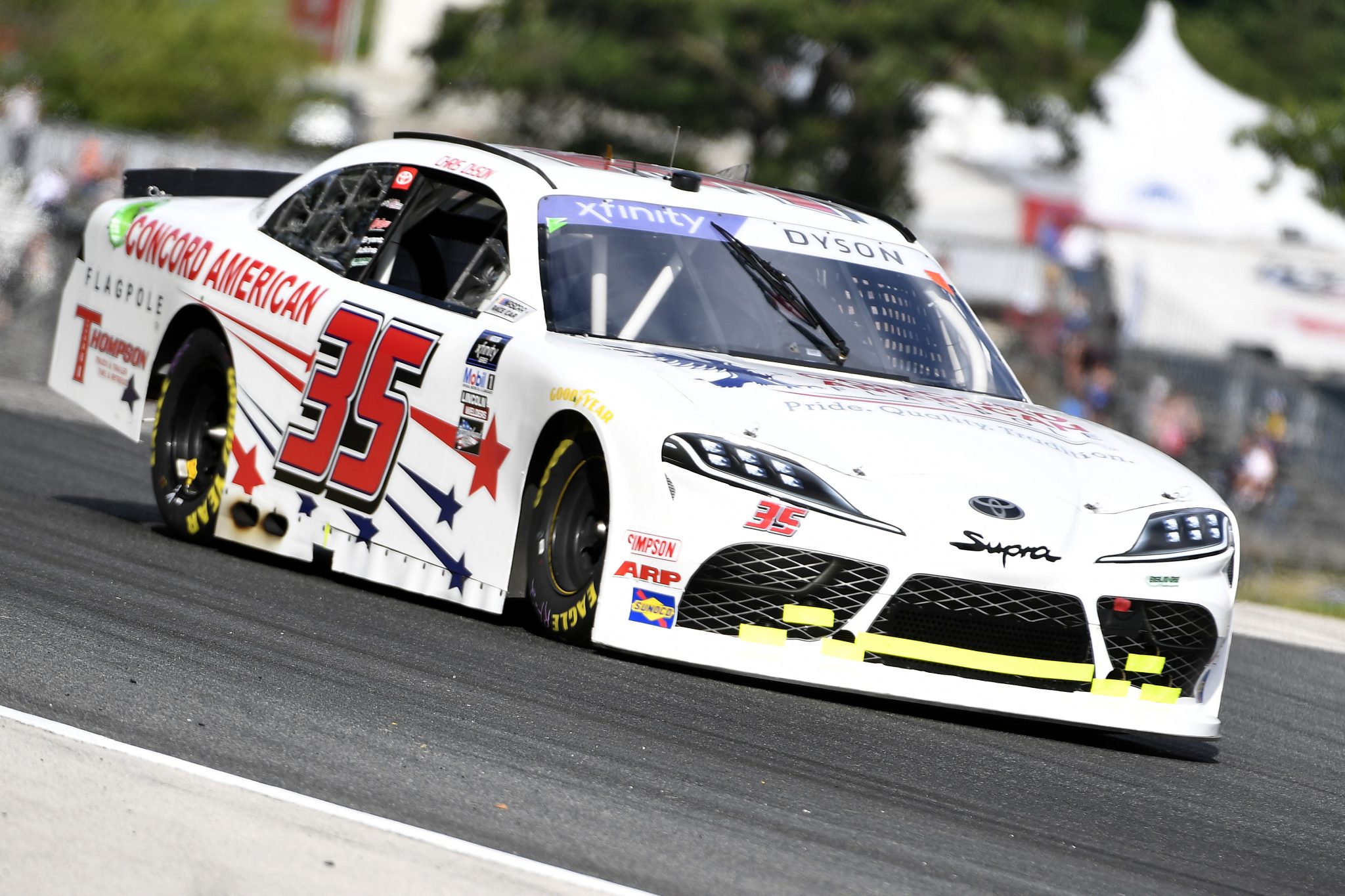 ELKHART LAKE, WISCONSIN - JULY 01: Chris Dyson, driver of the #35 Concord American Flagpole Chevrolet, drives during qualifying for the NASCAR Xfinity Series Henry 180 at Road America on July 01, 2022 in Elkhart Lake, Wisconsin. (Photo by Logan Riely/Getty Images) | Getty Images