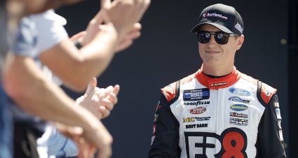 LONG POND, PENNSYLVANIA - JULY 23: Zane Smith, driver of the #38 Fr8Auctions.com Ford, walks onstage during driver intros prior to the NASCAR Camping World Truck Series CRC Brakleen 150 at Pocono Raceway on July 23, 2022 in Long Pond, Pennsylvania. (Photo by Tim Nwachukwu/Getty Images) | Getty Images