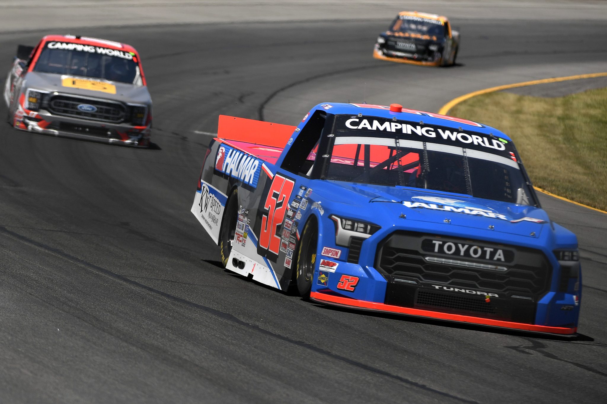 LONG POND, PENNSYLVANIA - JULY 23: Stewart Friesen, driver of the #52 Halmar International Toyota, drives during the NASCAR Camping World Truck Series CRC Brakleen 150 at Pocono Raceway on July 23, 2022 in Long Pond, Pennsylvania. (Photo by Logan Riely/Getty Images) | Getty Images
