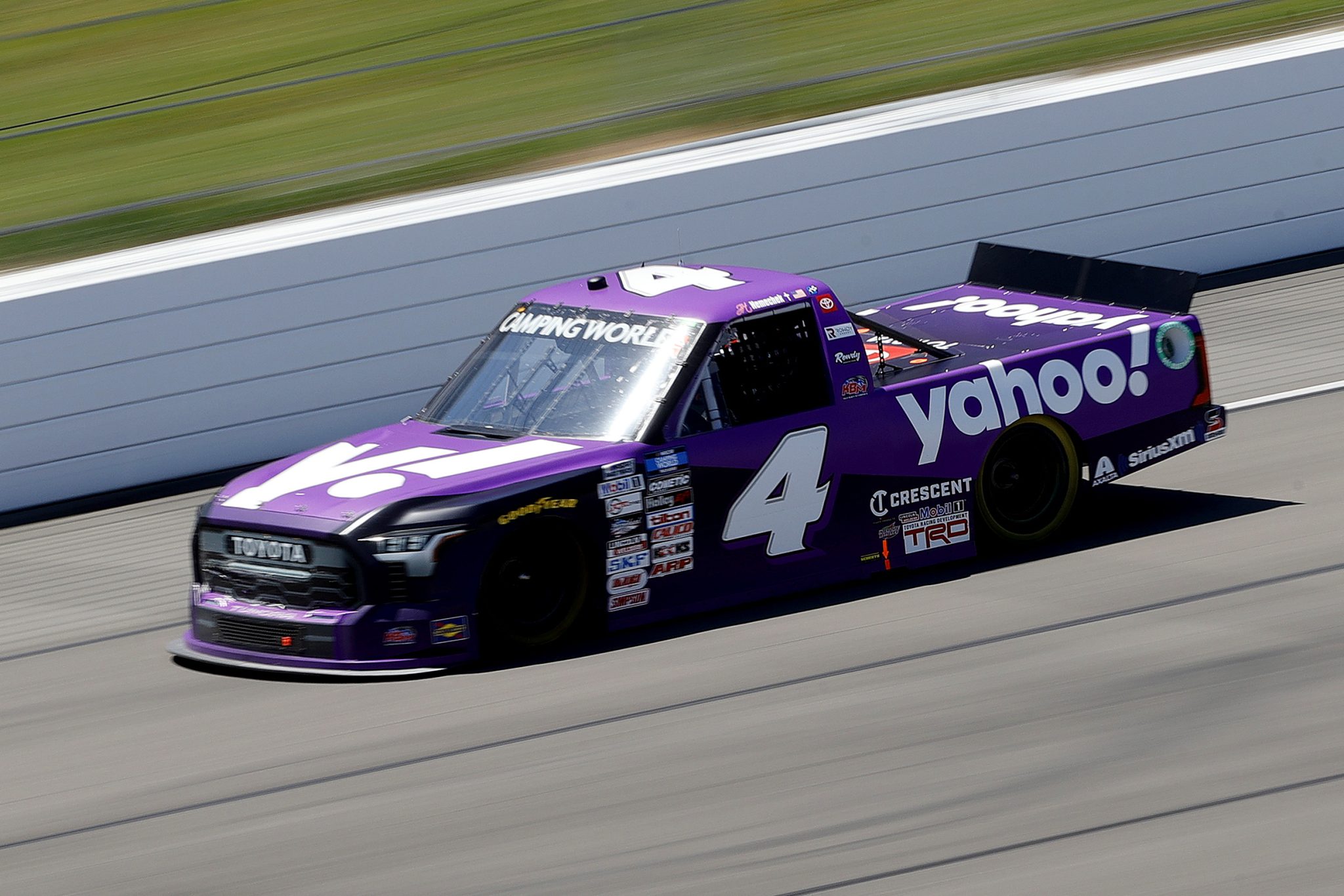 LONG POND, PENNSYLVANIA - JULY 23: John Hunter Nemechek, driver of the #4 yahoo! Toyota, drives during the NASCAR Camping World Truck Series CRC Brakleen 150 at Pocono Raceway on July 23, 2022 in Long Pond, Pennsylvania. (Photo by Tim Nwachukwu/Getty Images) | Getty Images