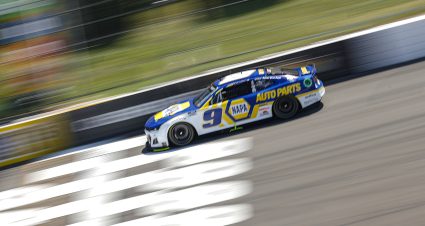 LONG POND, PENNSYLVANIA - JULY 24: Chase Elliott, driver of the #9 NAPA Auto Parts Chevrolet, drives during the NASCAR Cup Series M&M's Fan Appreciation 400 at Pocono Raceway on July 24, 2022 in Long Pond, Pennsylvania. (Photo by Tim Nwachukwu/Getty Images) | Getty Images