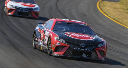 LONG POND, PENNSYLVANIA - JULY 24: Christopher Bell, driver of the #20 Rheem Toyota, drives during the NASCAR Cup Series M&M's Fan Appreciation 400 at Pocono Raceway on July 24, 2022 in Long Pond, Pennsylvania. (Photo by Logan Riely/Getty Images) | Getty Images
