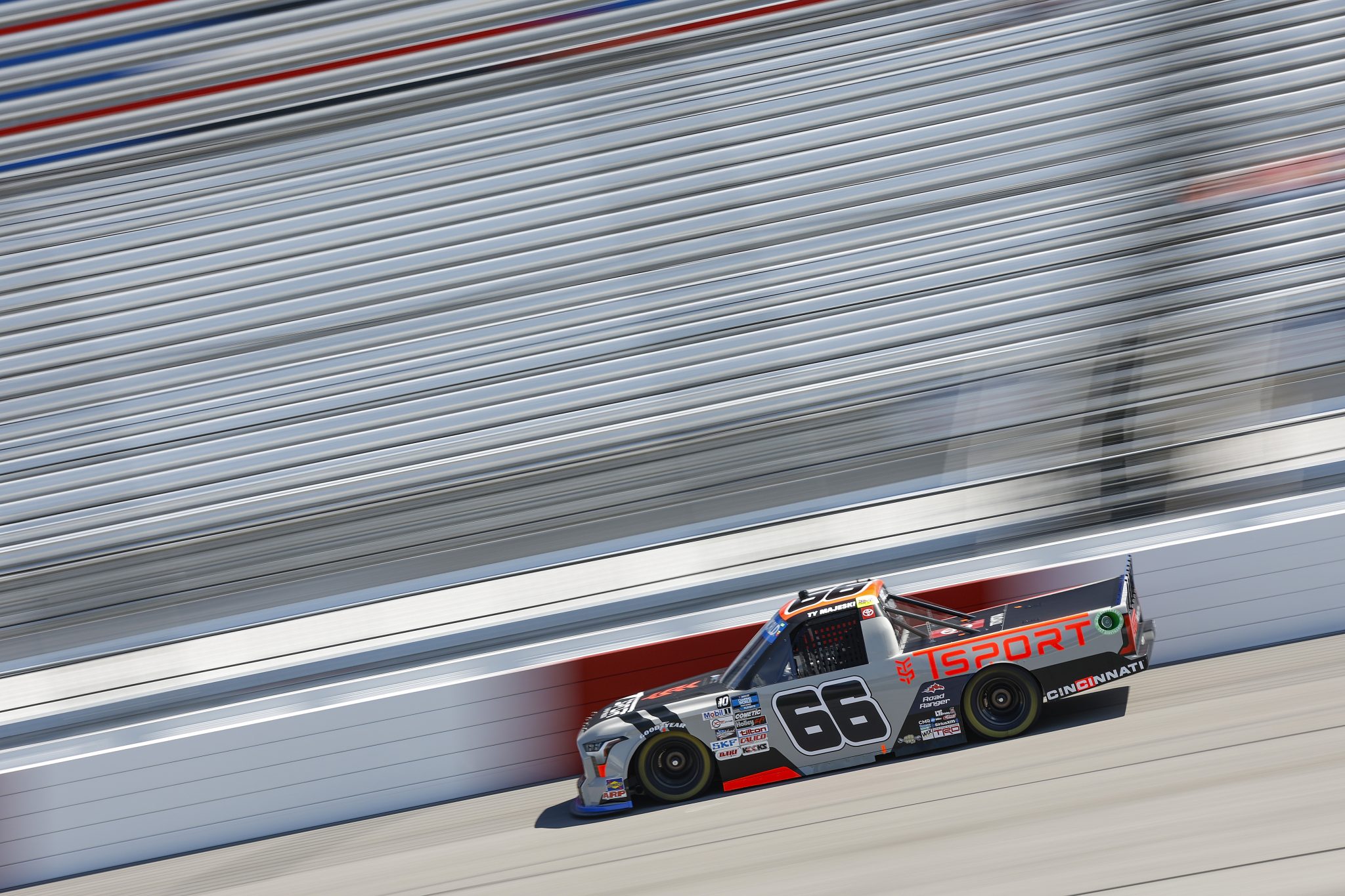 RICHMOND, VIRGINIA - AUGUST 13: Ty Majeski, driver of the #66 TSport Toyota, drives during qualifying for the NASCAR Camping World Truck Series Worldwide Express 250 for Carrier Appreciation at Richmond Raceway on August 13, 2022 in Richmond, Virginia. (Photo by Jared C. Tilton/Getty Images) | Getty Images