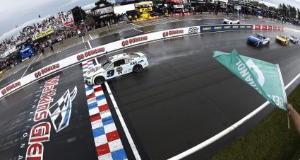 WATKINS GLEN, NEW YORK - AUGUST 21: Chase Elliott, driver of the #9 Kelley Blue Book Chevrolet, leads the field to the green flag to start the NASCAR Cup Series Go Bowling at The Glen at Watkins Glen International on August 21, 2022 in Watkins Glen, New York. (Photo by Sean Gardner/Getty Images) | Getty Images