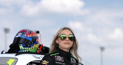 LEBANON, TENNESSEE - JUNE 25: Natalie Decker, driver of the #66 Nudie's Honky Tonk Bar Toyota, looks on during qualifying for the NASCAR Xfinity Series Tennessee Lottery 250 at Nashville Superspeedway on June 25, 2022 in Lebanon, Tennessee. (Photo by Meg Oliphant/Getty Images) | Getty Images