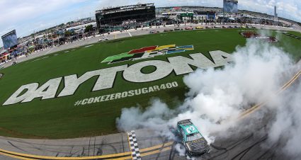 DAYTONA BEACH, FLORIDA - AUGUST 28: Austin Dillon, driver of the #3 BREZTRI Chevrolet, celebrates with a burnout after winning the NASCAR Cup Series Coke Zero Sugar 400 at Daytona International Speedway on August 28, 2022 in Daytona Beach, Florida. (Photo by James Gilbert/Getty Images) | Getty Images